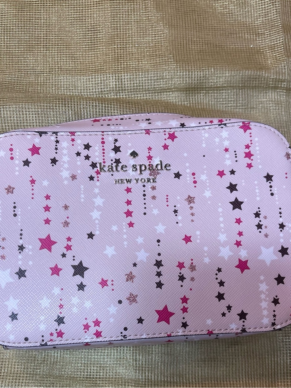 kate spade pink star-pattern crossbody bag with black accents - Picture 2 of 5